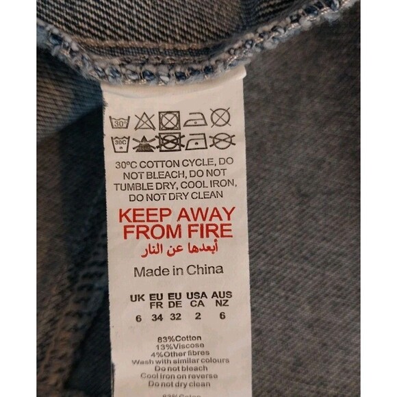 Pretty Little Thing Denim Corset Top Sz 2 Blue Stonewashed Distressed Full Zip - Picture 10 of 10